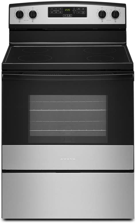 Amana AER6303MMS 30-inch Electric Range with Extra-Large Oven Window