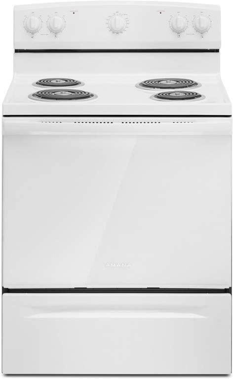 Amana ACR4203MNW 30-inch Electric Range Coil Top with Easy-Clean Glass Door