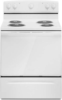 Amana ACR4203MNW 30-inch Electric Range Coil Top with Easy-Clean Glass Door