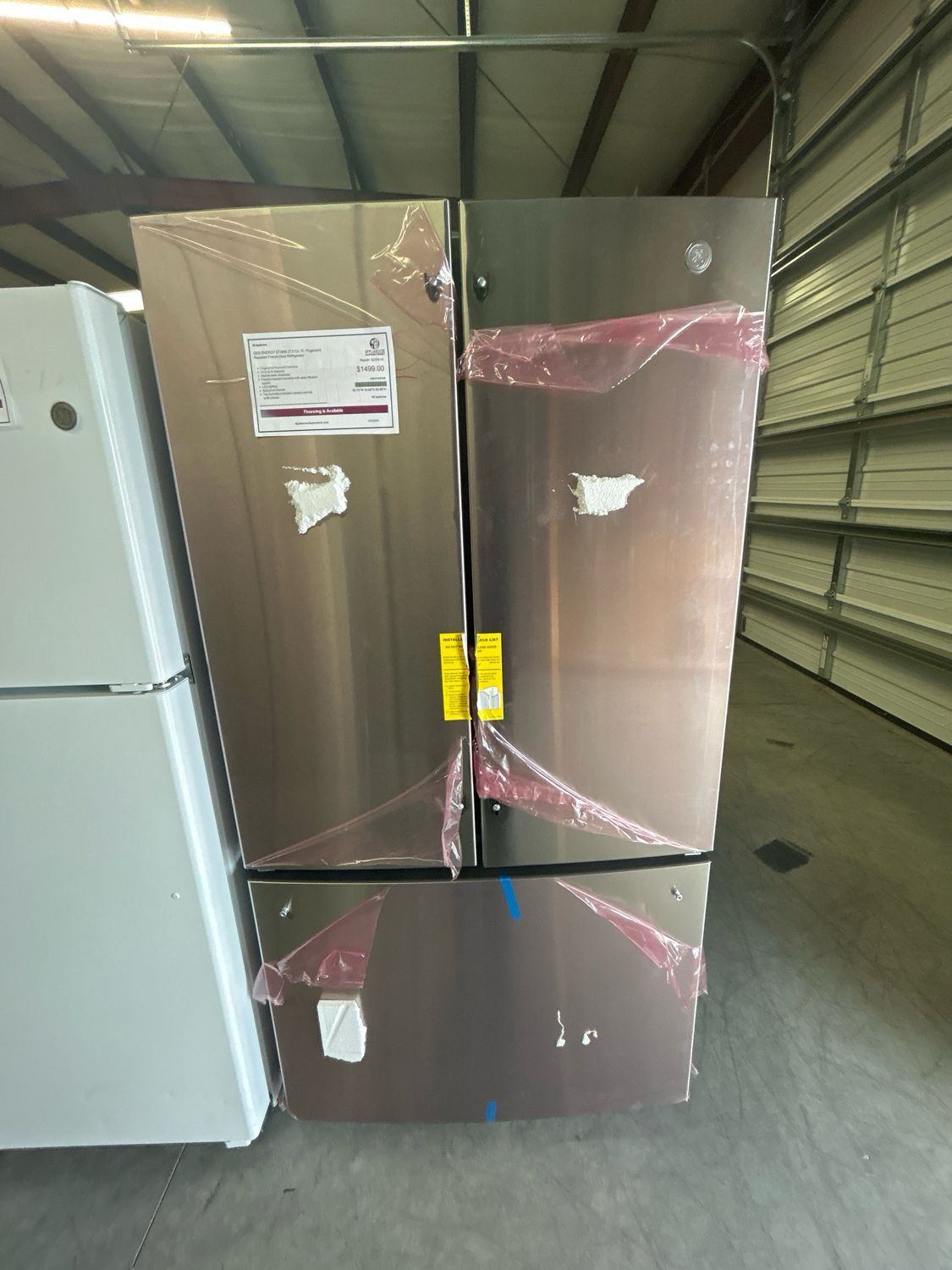 GE GNE27JYMFS 27 cu ft French Door Refrigerator with Ice Maker Fingerprint Resistant Stainless Steel S&amp;D - MHC 1