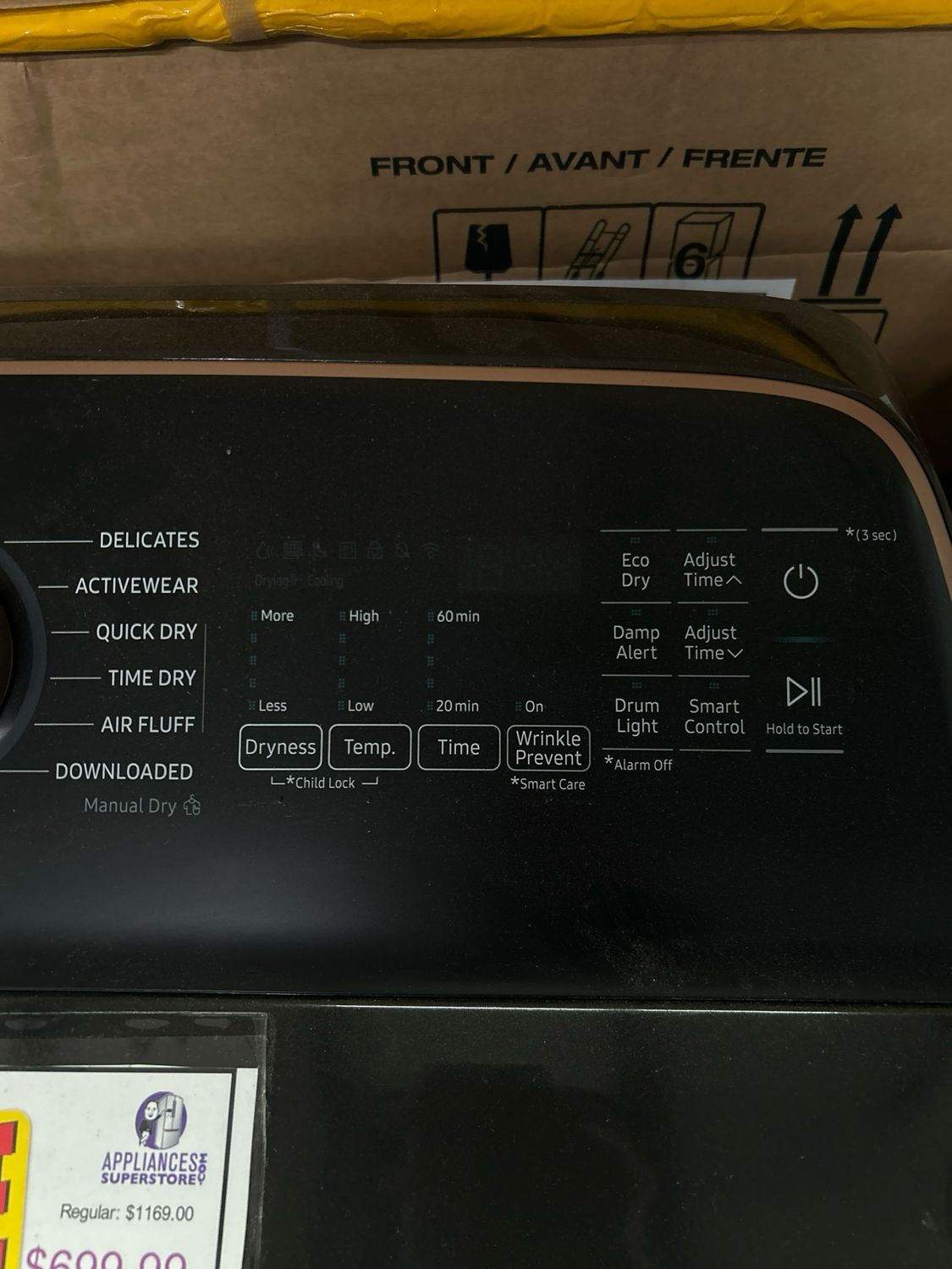 Samsung 7.4-cu ft. Electric Dryer with Steam Sanitize Brushed Black Model DVE55A7700VOB Open Box