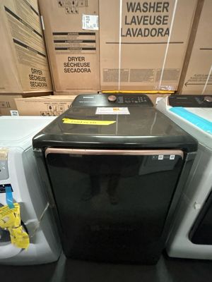 Samsung 7.4-cu ft. Electric Dryer with Steam Sanitize Brushed Black Model DVE55A7700VOB Open Box
