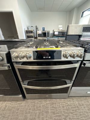 GE Profile PGS960YPFS 30&quot; Smart Slide in Front Control Gas Double Oven Convention Fingerprint