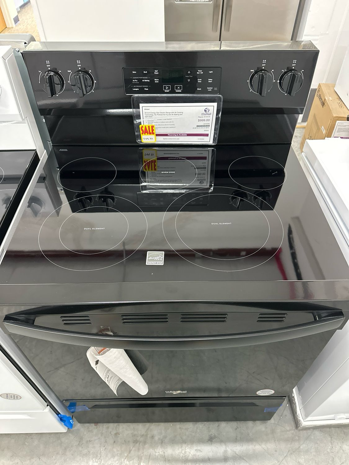 Whirlpool WFES5030RB 30&quot; Range, Air Fry, Self Clean, Black