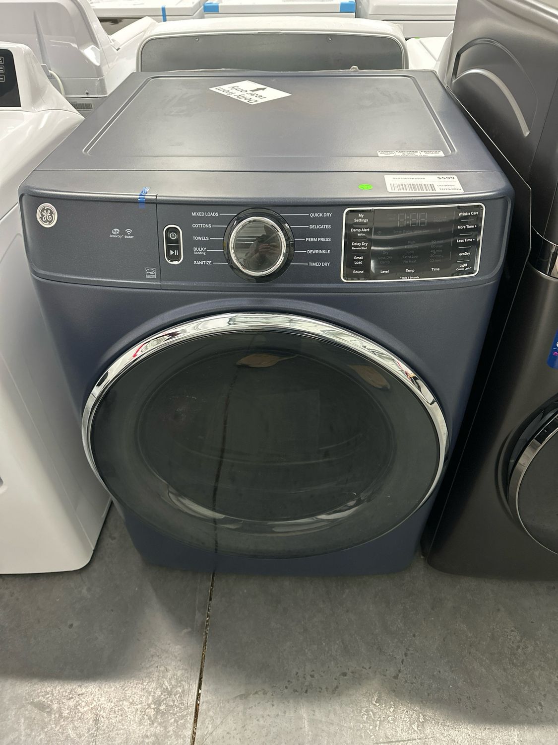 GE GFD55EPRRS 7.8 CF Capacity Smart Front Load Electric Dryer with Sanitize Cycle