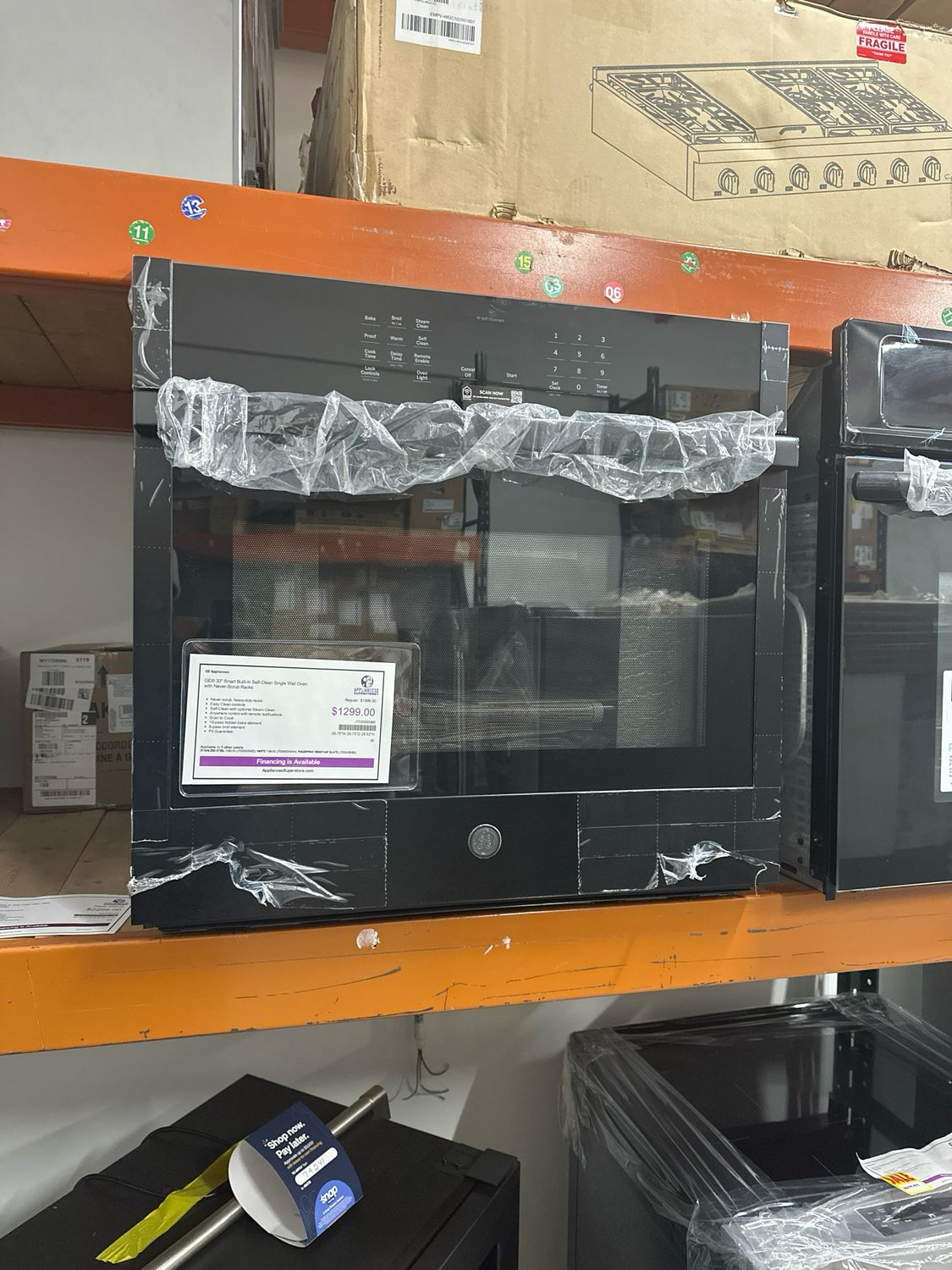 GE JTS3000DNBB 30â Smart Built-in Self-Clean Single Wall Oven with Never-Scrub Racks