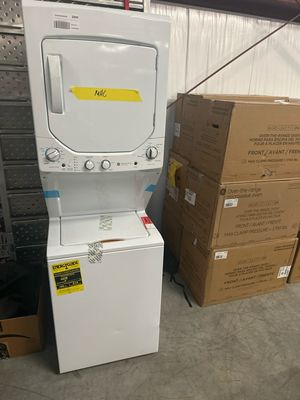 GE GUD24ESSMWW Stacked Laundry Unit 2.3CF Washer, 4.4CF Electric Dryer