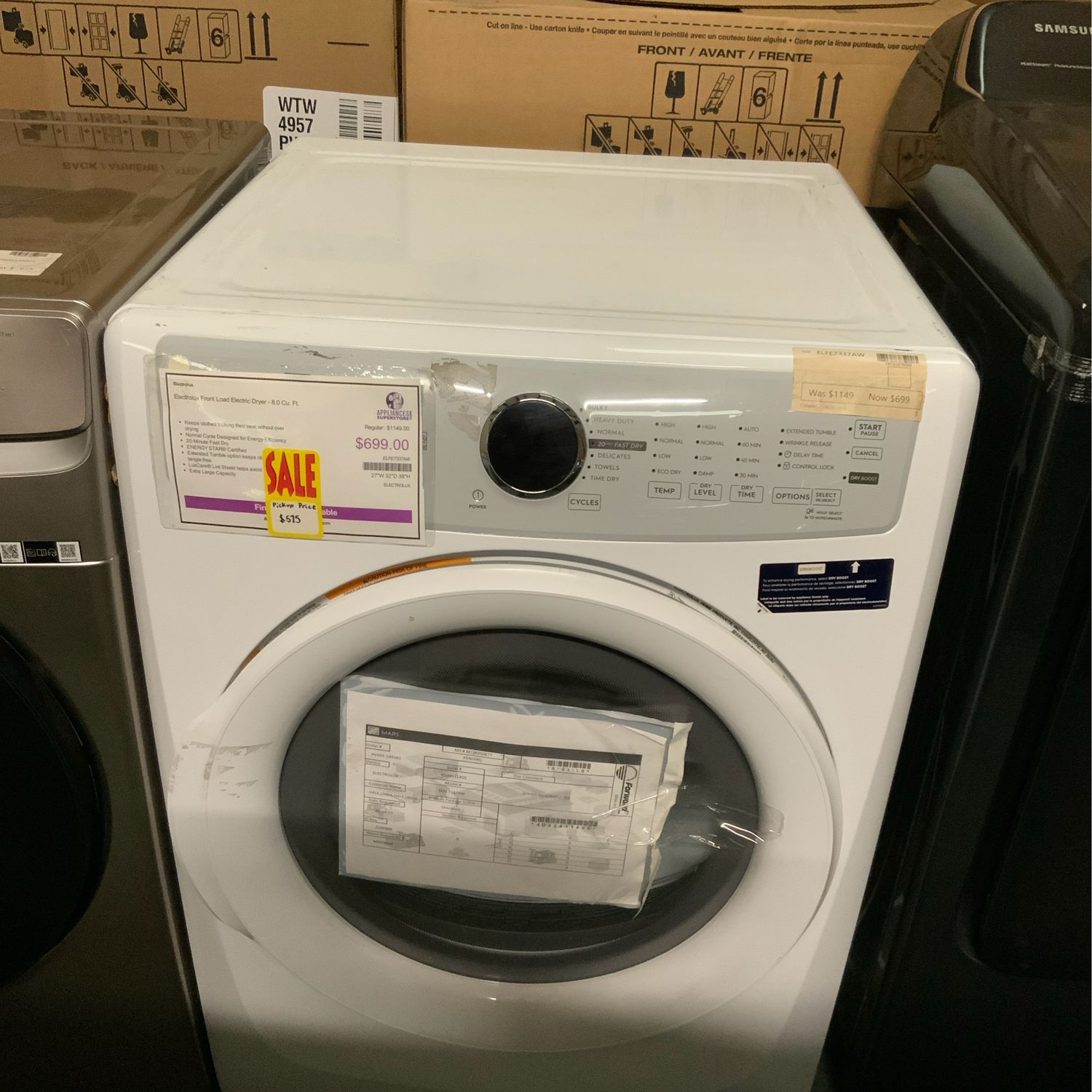 Electrolux ELFE7337AW Front load electric dyer 8.0 cu.ft