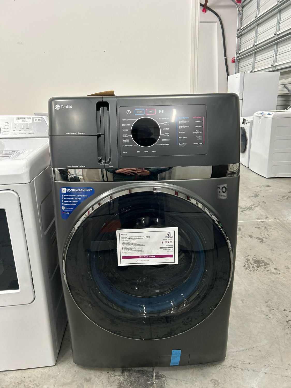 GE Profile ENERGY STAR 4.8 cu. ft. Capacity UltraFast Combo with Ventless Inverter Heat Pump Technology Washer/Dryer PFQ97HSPVDS