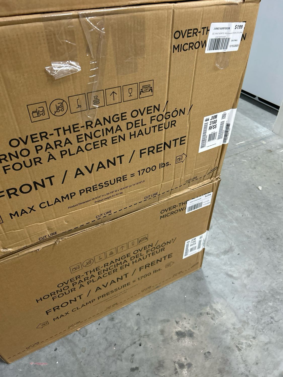 GE JVM3160RFSSOB MW OVEN STD SPM