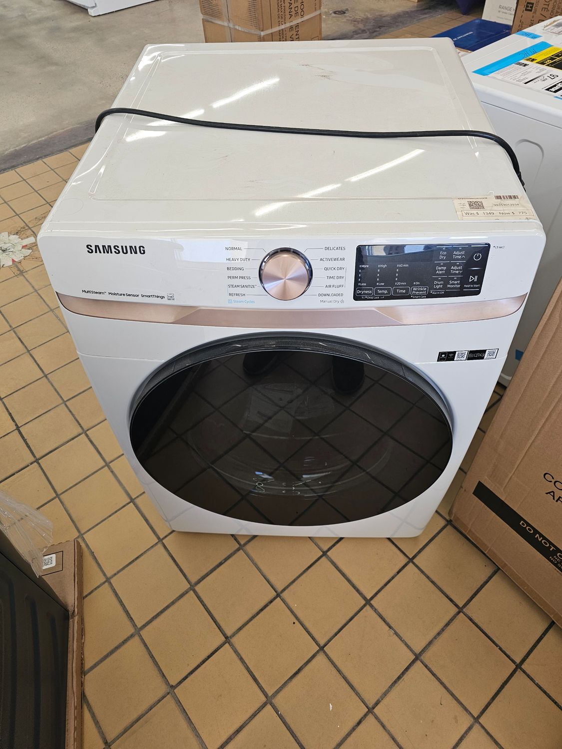 Samsung DVG50BG8300E 7.5 cu. ft. Smart Gas Dryer with Steam Sanitize+ and Sensor Dry in Ivory