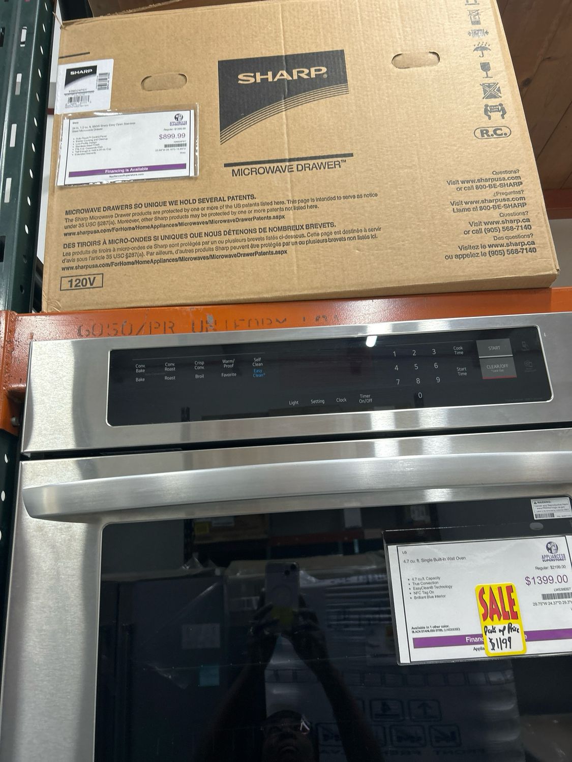 Sharp 24” 1.2 cu. ft. 950W Easy Open Stainless Steel Microwave Drawer. Model KB6524PSY. MSRP $1199
