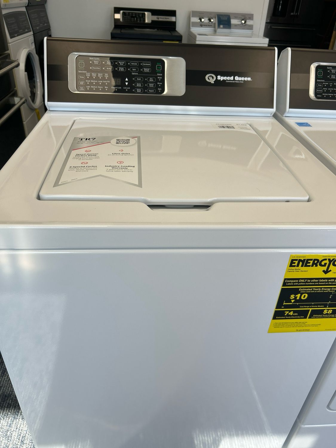 Speed Queen TR7003WN Ultra-Quiet Top Load Washer with Speed Queen® Perfect Wash™ 8 Special Cycles 7-Year Warranty