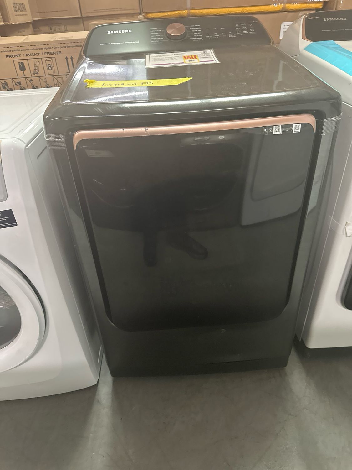 Samsung DVE55A7700V Smart electric dryer with steam sanitize in brushed black 7.4 cu. ft.