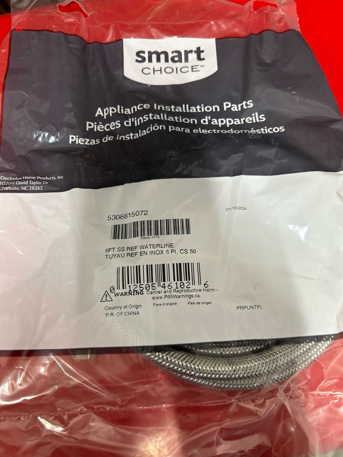 Parts Water Line  6 FT SS Refrigerator Waterlines 5308815072