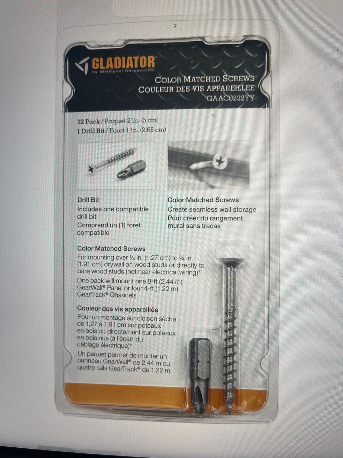 Gladiator GAAC0232YY 32 pack Color Screws
