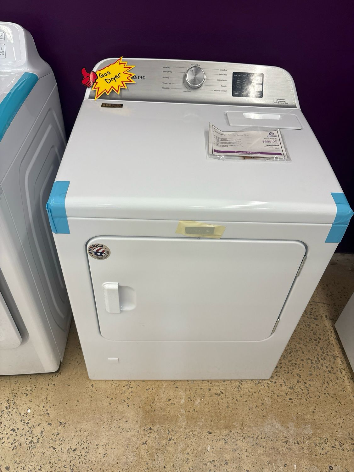 Top Load Gas Dryer With Moisture Sensing 7 Cubic Ft MHC 1