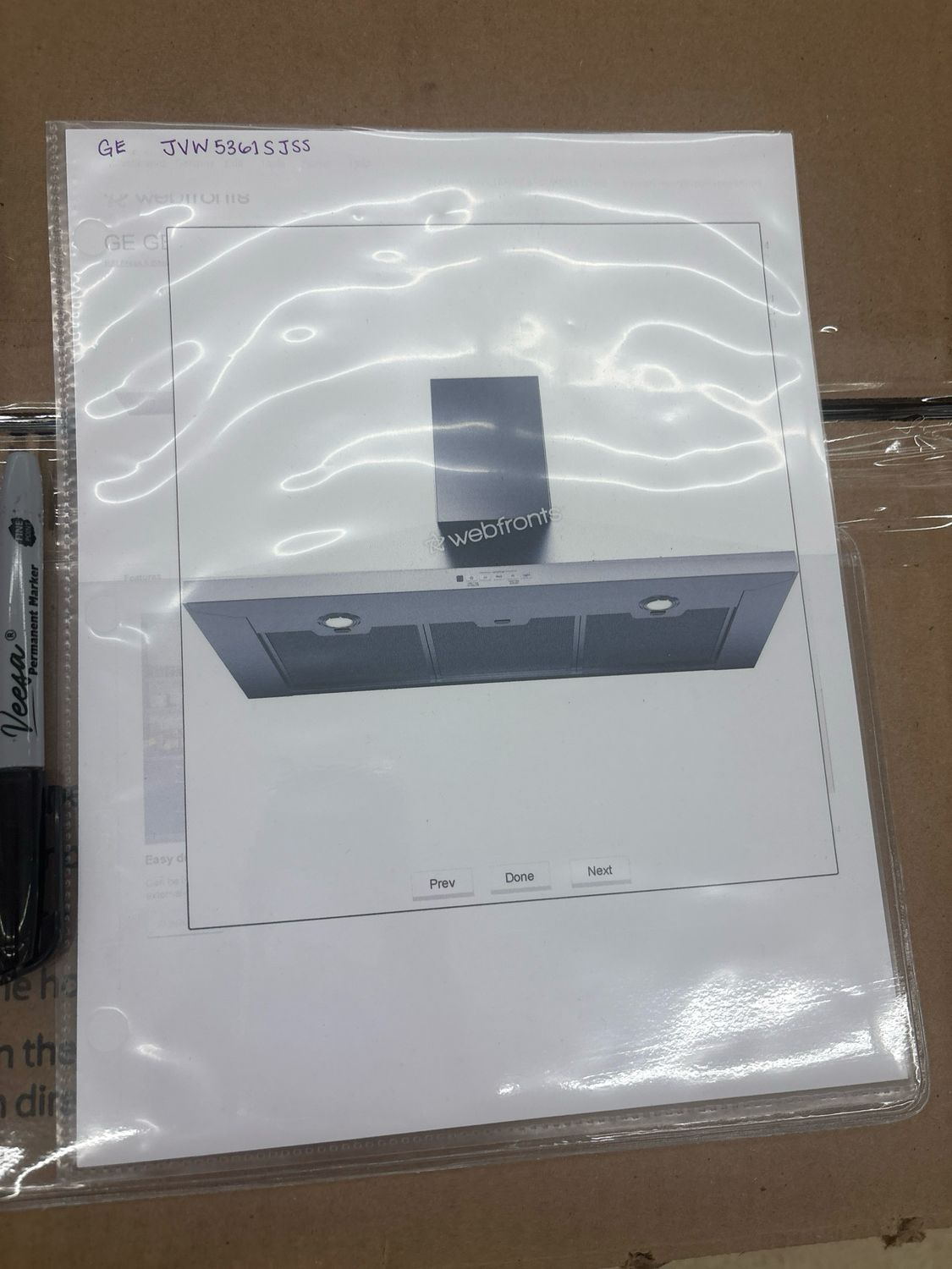GE JVW5361SJSS 36&quot; Wall Mount Chimney Hood MHC 1