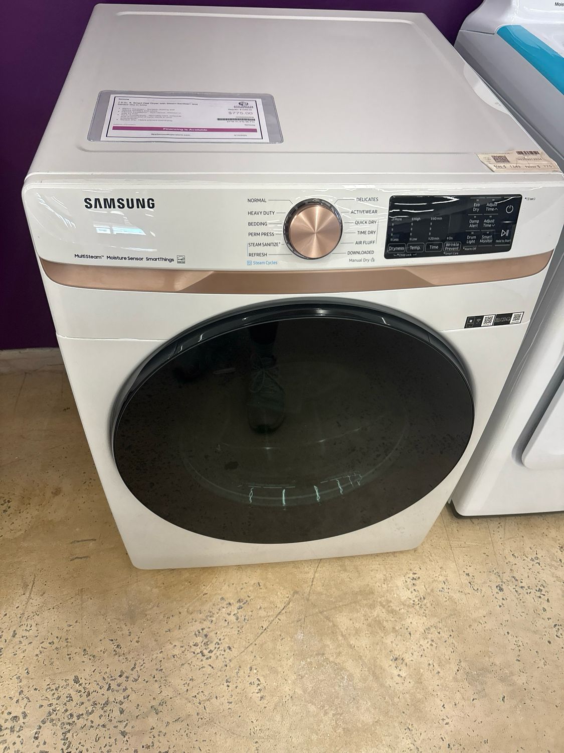 Samsung DVG50BG8300E 7.5 Cu Ft Smart Gas Dryer With Steam Sanitizer And Sensor Dry In Ivory MHC 1