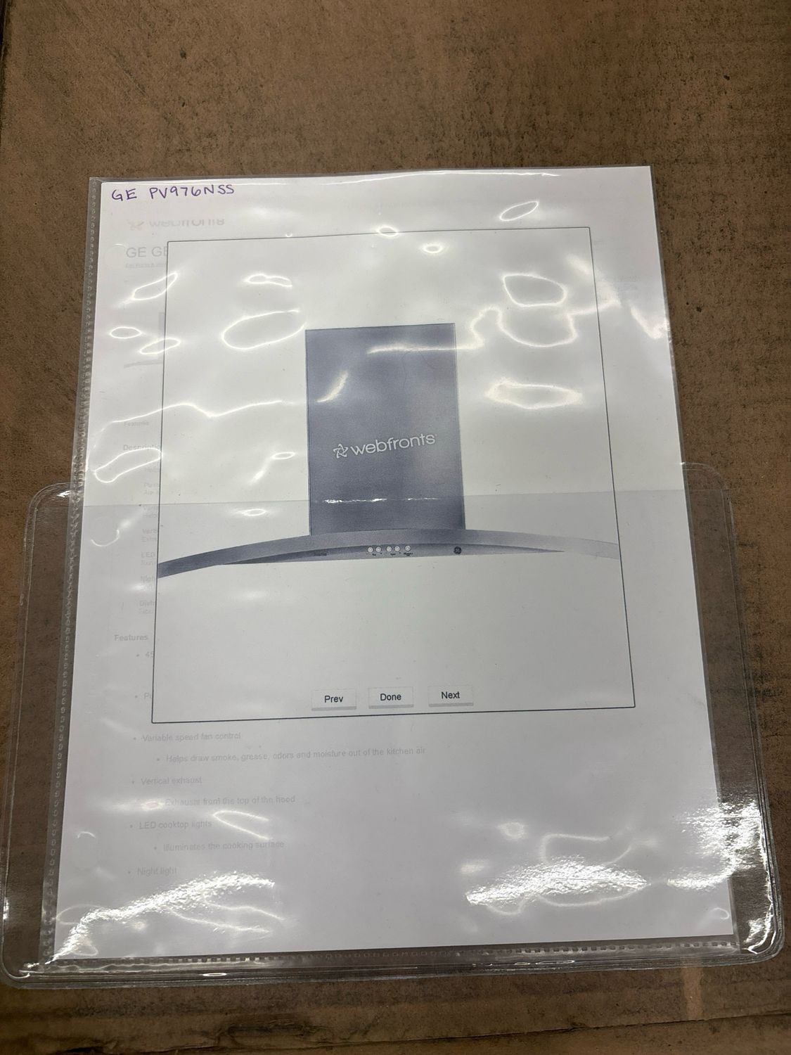 GE PV976NSS Profile 36&quot; Wall-Mount Chimney Hood Mhc 1
