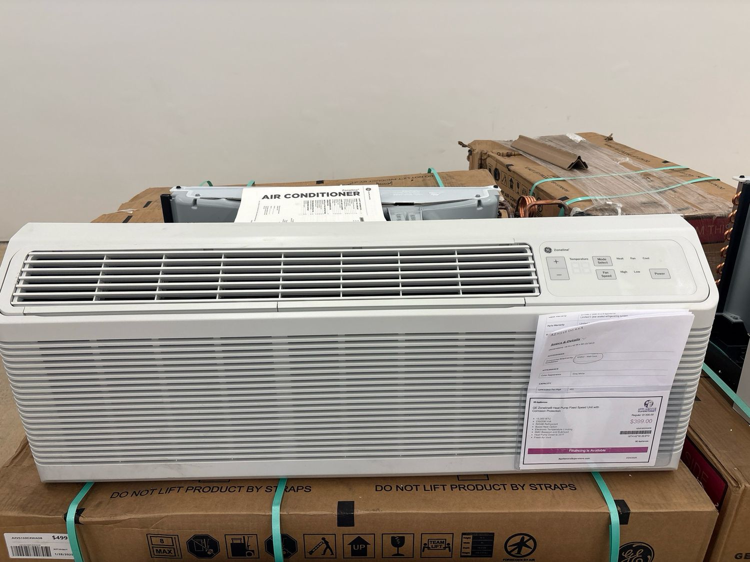 GE AZHS15DCXXA Zoneline Heat Pump Fixed Speed Unit with Corrosion Protection 15,000 BTU, 230/208 Volt MHC 1