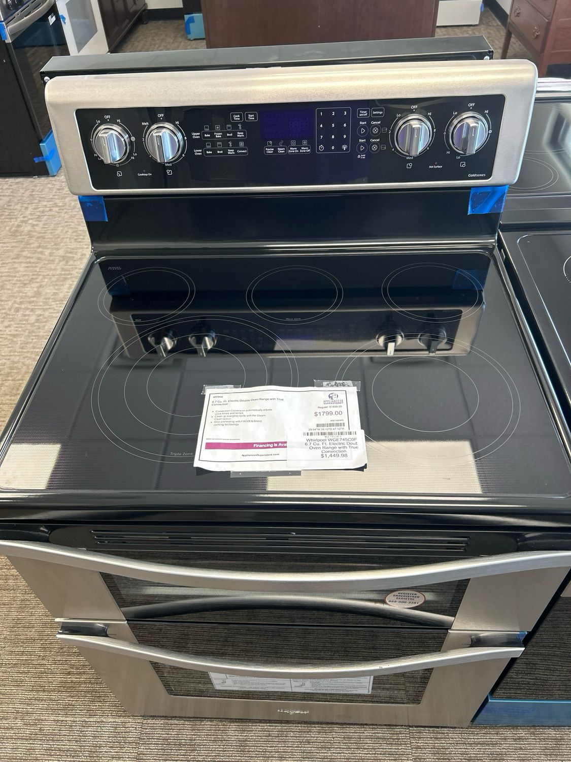 Whirlpool WGE745C0FS 6.7 Cu. Ft. Electric Double Oven Range with True Convection