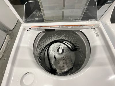 Whirlpool Set In White, Whirlpool WTW5057LW 4.7-4.8 Cu Ft Top Load Washer With 2 In 1 Removable Agitator And Whirlpool WED5050LW 7.0 Cu Ft Top Load Electric Moisture Sensing Dryer With Steam