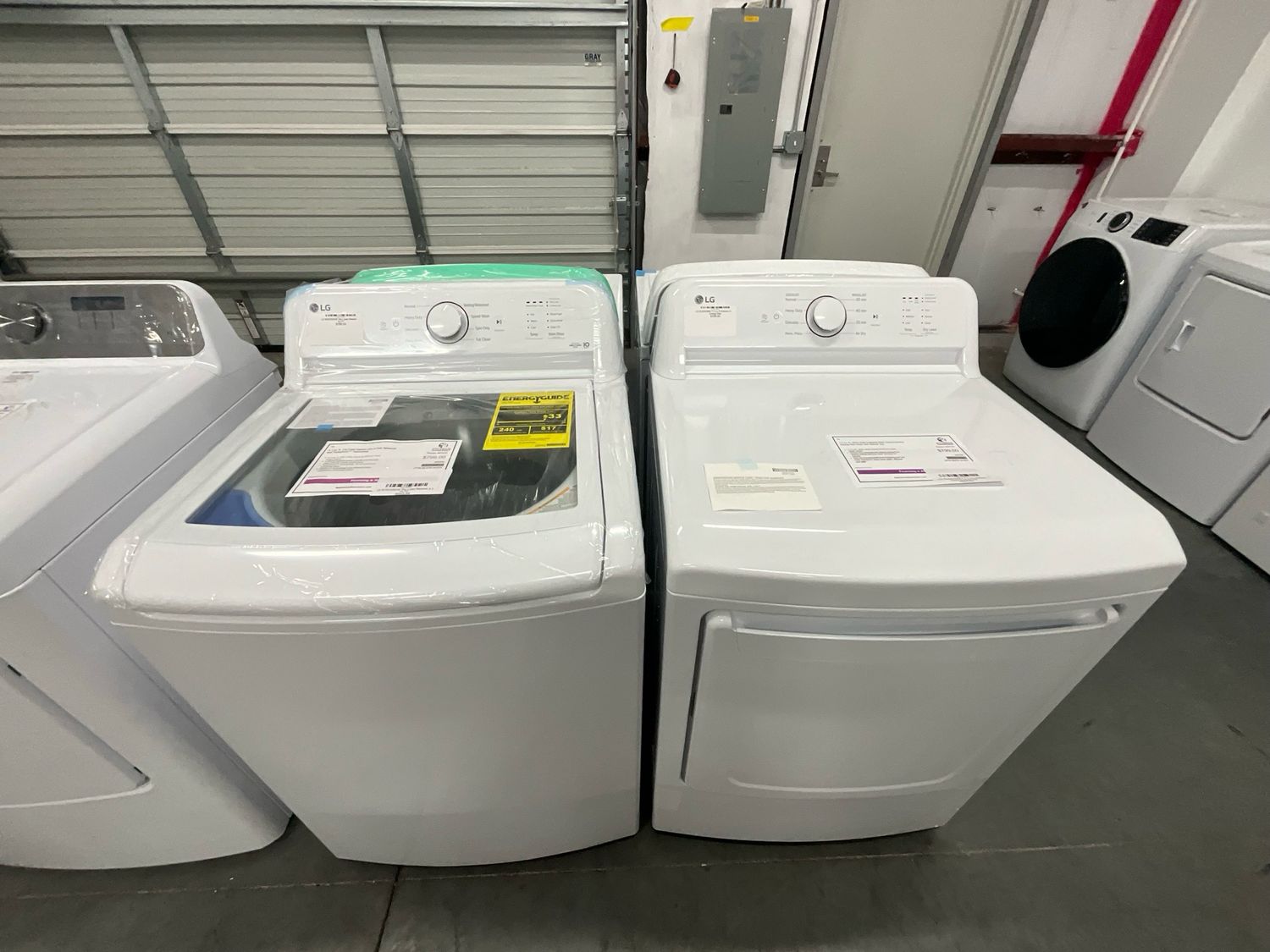 LG Set In White, LG WT6105CW Top Load Washer 4.1 Cu Ft And LG DLE6100w 7.3 Cu Ft Electric Dryer Energy Star