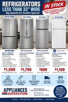 Refrigerators Less than 33" Wide