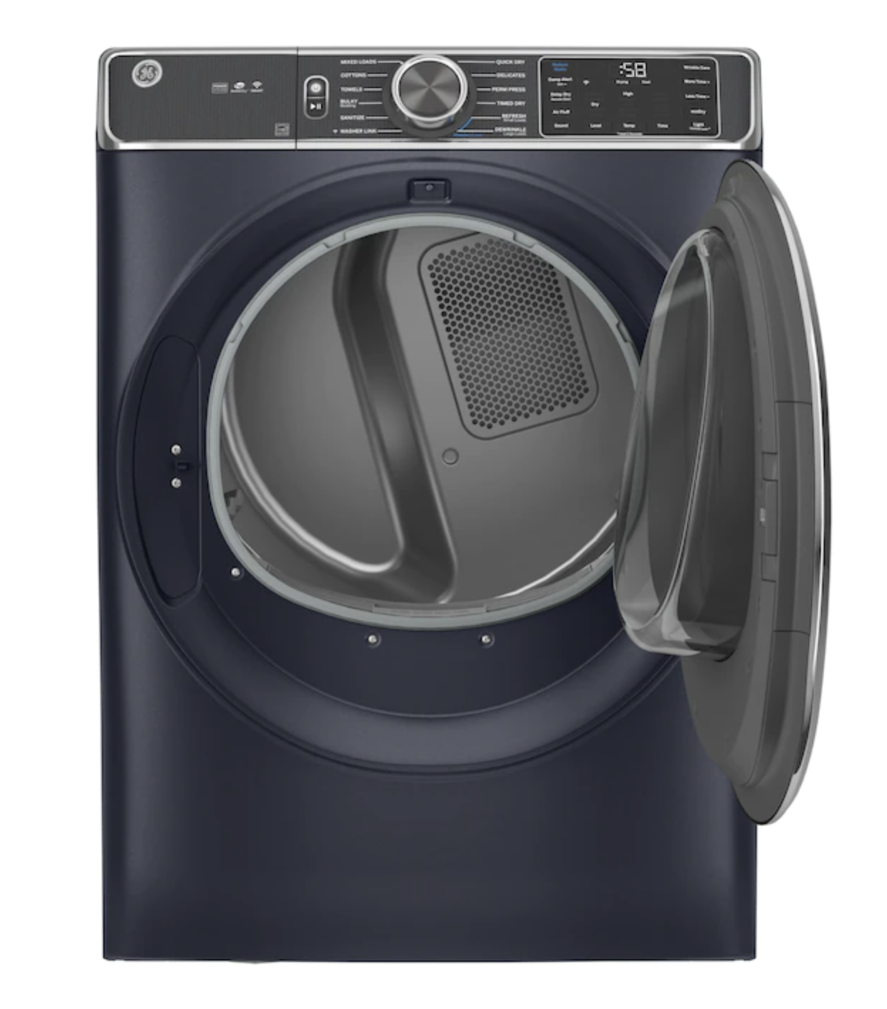 GE GFD85ESPNRS 7.8 cu. ft. Smart Front Load Electric Dryer w/ Steam and Sanitize Cycle - Sapphire Blue