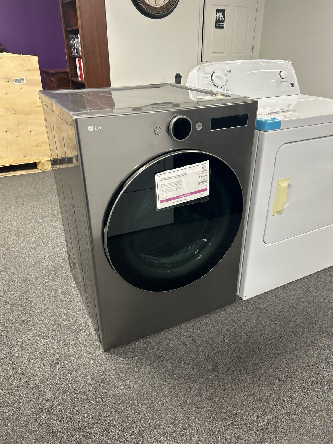 LG DLEX5500V TurboSteam 7.4-cu ft Stackable Steam Cycle Smart Electric Dryer (Graphite Steel) ENERGY STAR  S&amp;D - GRN 1