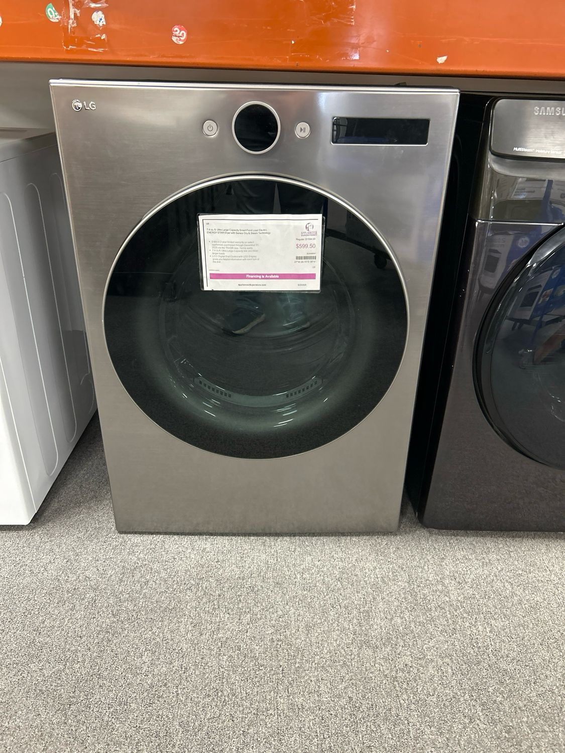 LG DLEX5500V TurboSteam 7.4-cu ft Stackable Steam Cycle Smart Electric Dryer (Graphite Steel) ENERGY STAR  S&amp;D - GRN 1