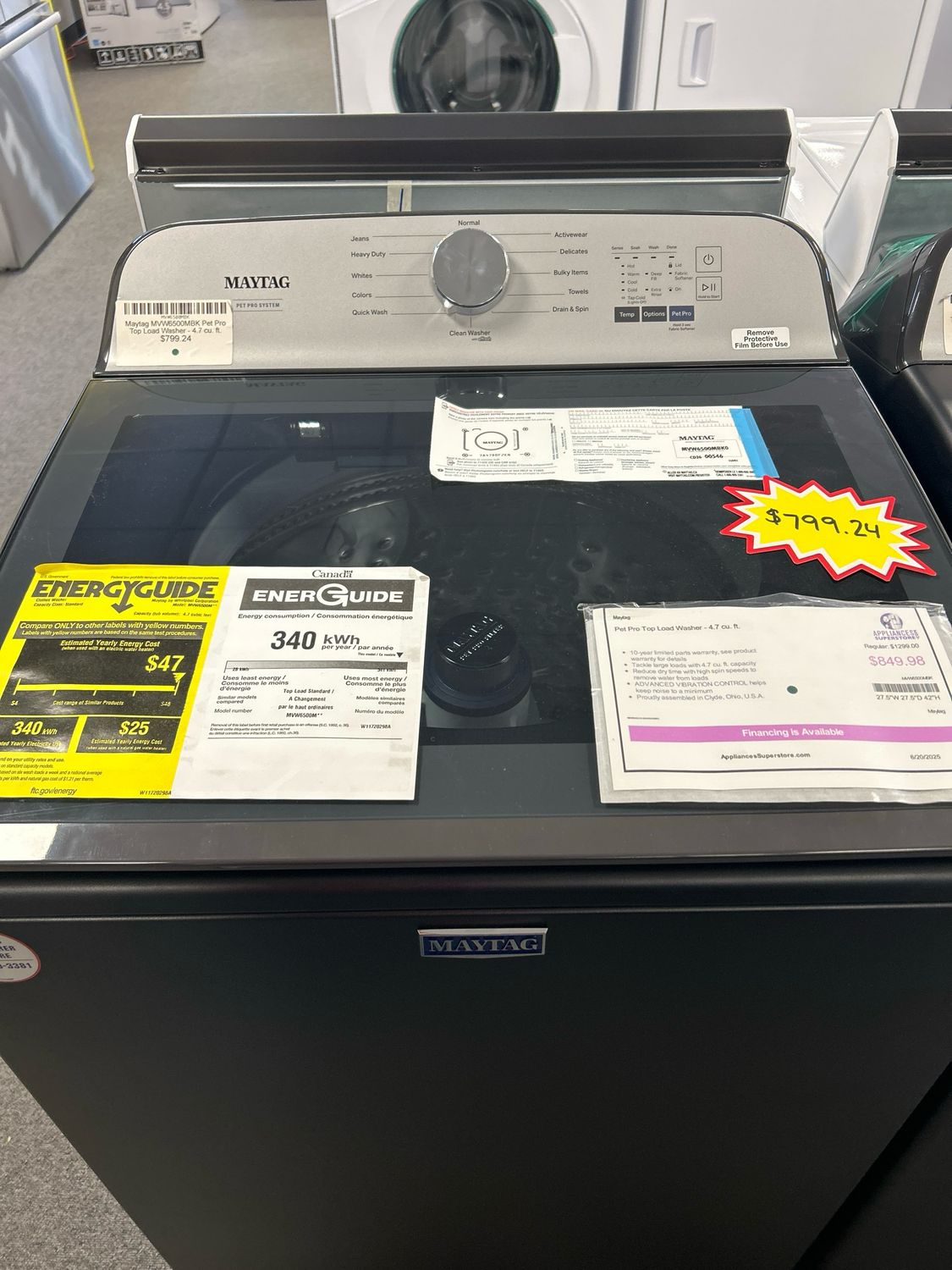 Maytag Pet Pro Top Load Washer - 4.7 cu. ft. MVW6500MBK