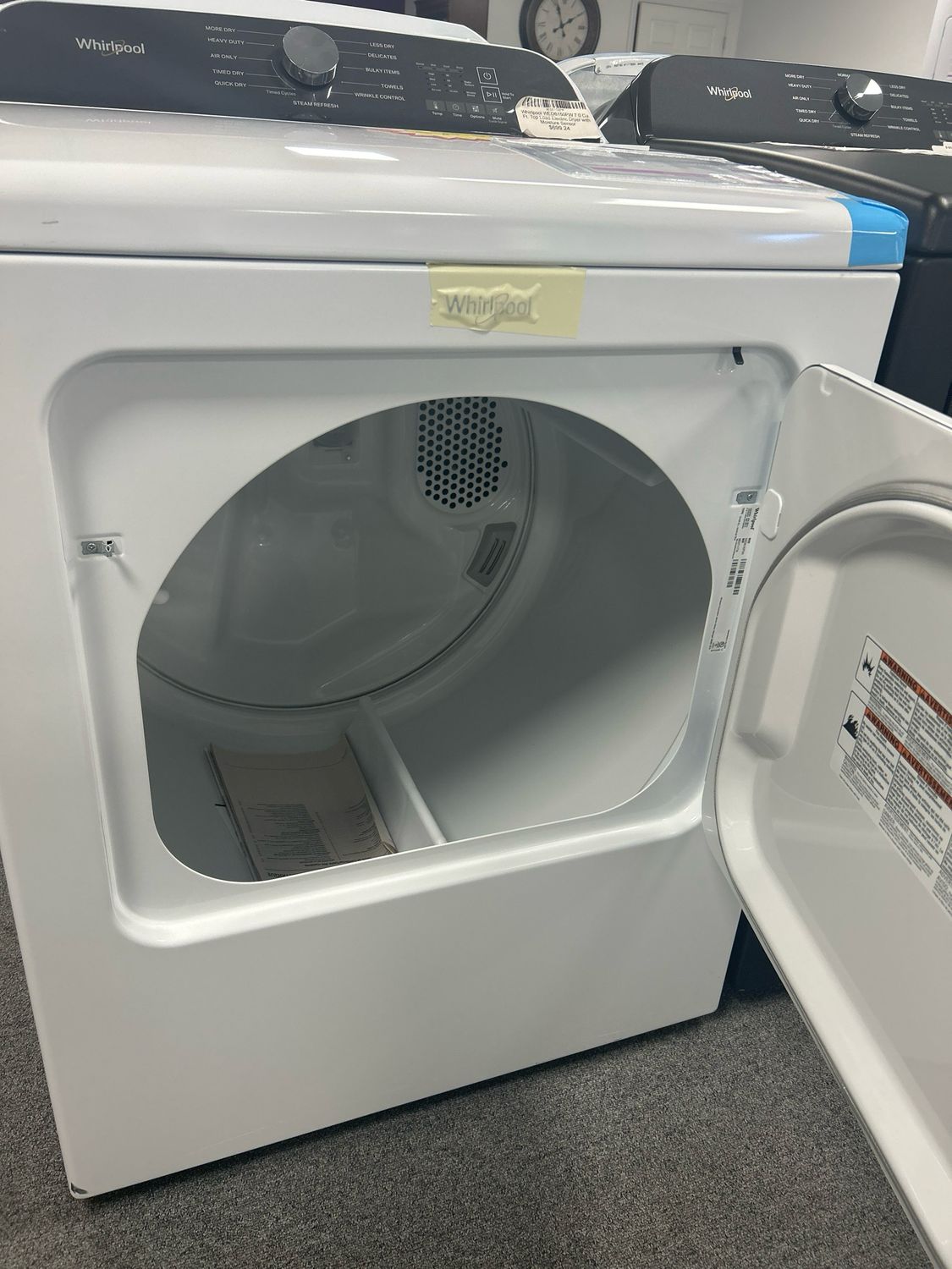 Whirlpool® WED6150PW 7.0 Cu. Ft. Top Load Electric Dryer with Moisture Sensor
