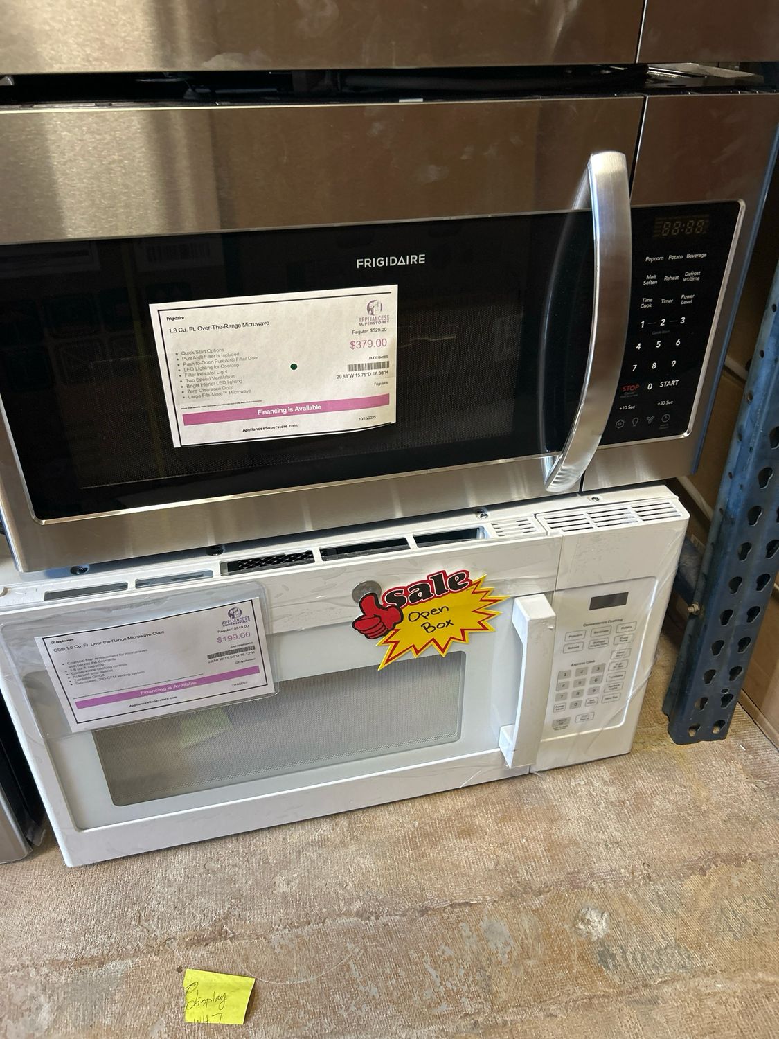 Frigidaire FMOS1846BS 1.8 Cu Ft Over the Range Microwave Stainless Steel FMOS