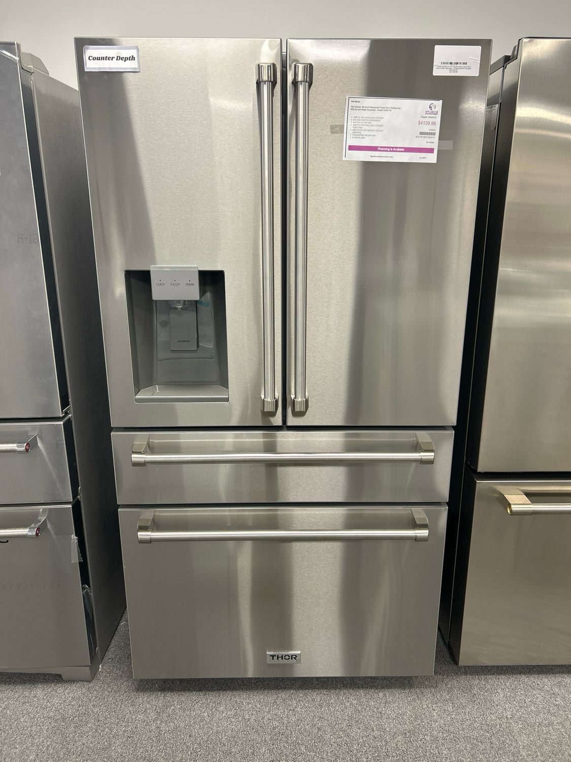 THOR TRF3601FD 36" Counter Depth French Door w/Ice &amp; Water Dispenser