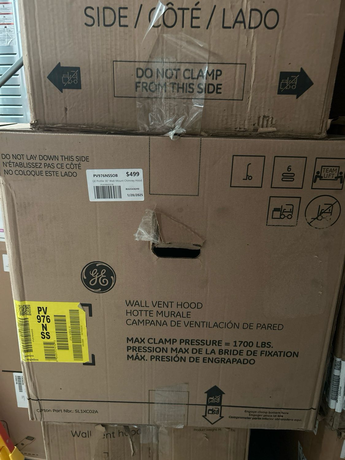 GE PV976NSS Profile 36" Wall-Mount Chimney Hood