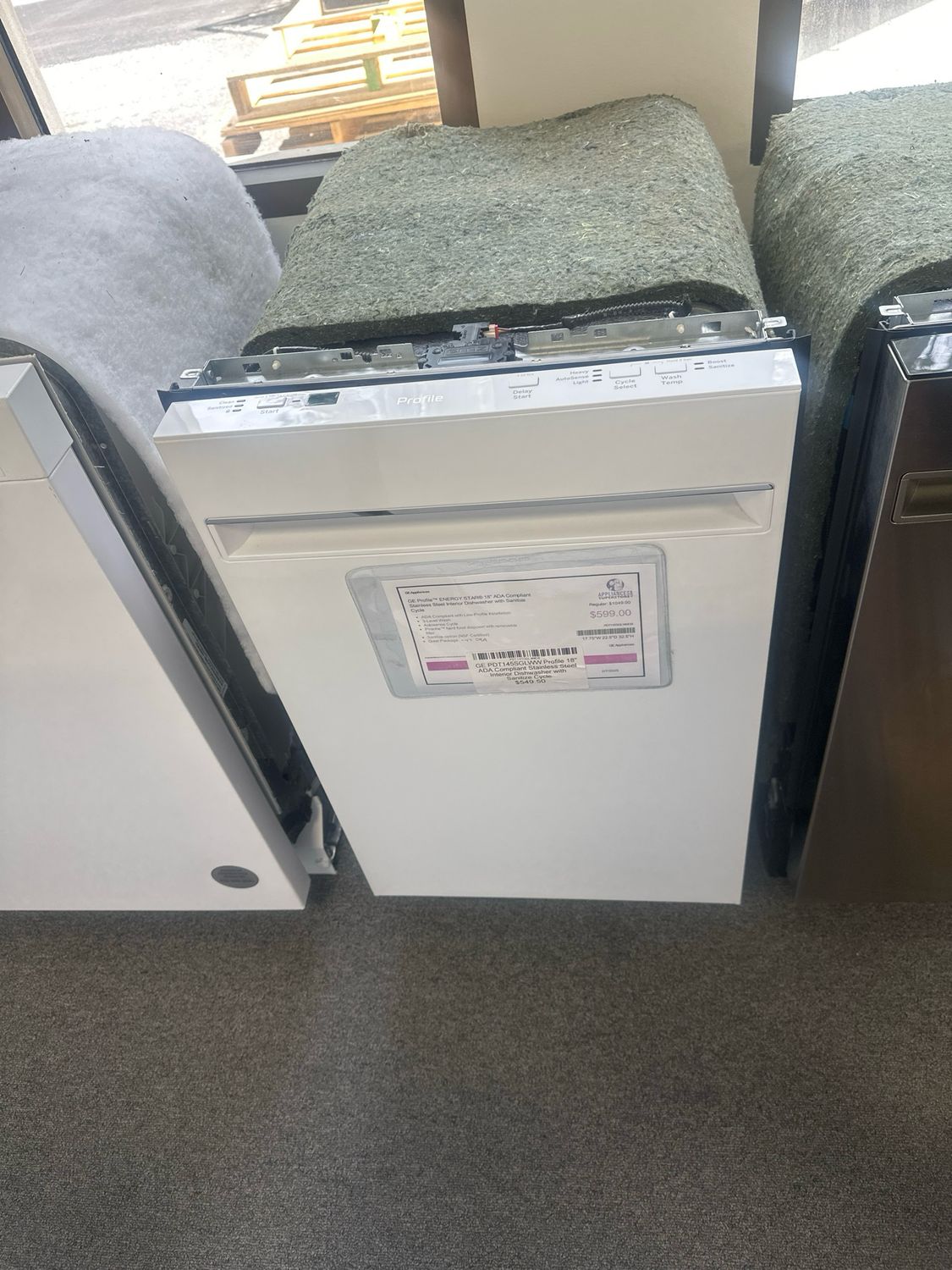 GE PDT145SGLWW Profile 18" ADA Compliant Stainless Steel Interior Dishwasher with Sanitize Cycle