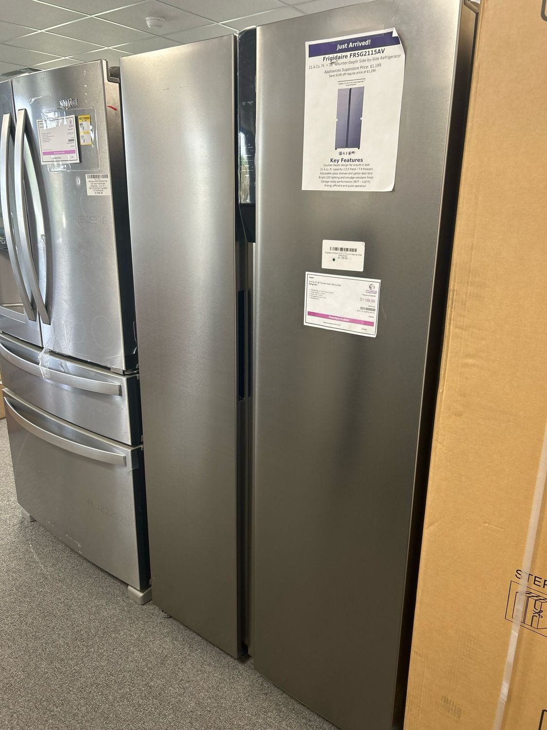 Frigidaire FRSG2115AV 21.4 Cu Ft Side By Side Refrigerator