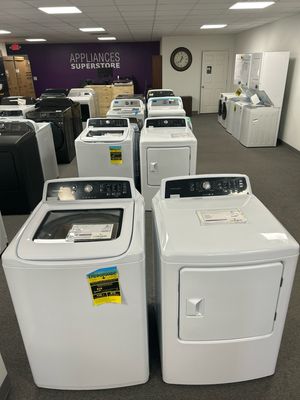 Frigidaire Set In White, Frigidaire FFTW4120SW 4.1 Cu Ft Top Load Washer And Frigidaire FFRE4120SW Electric 6.7 Cu Ft Dryer