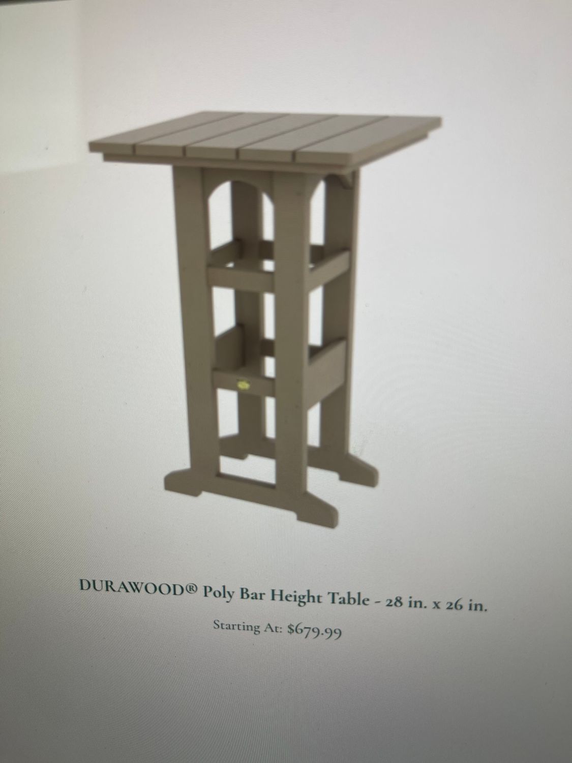 Pawleys Island BTI DURAWOOD® Poly Nest Bistro Bar Table
