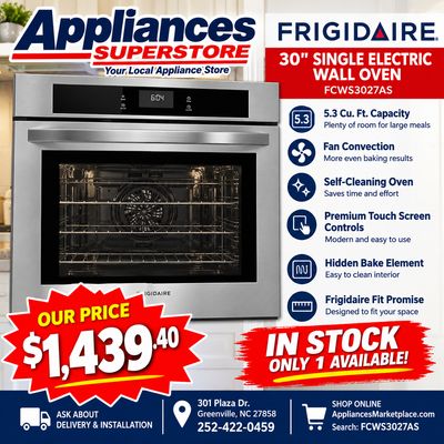 Frigidaire FCWS3027AS 30" Single Electric Wall Oven with Fan Convection