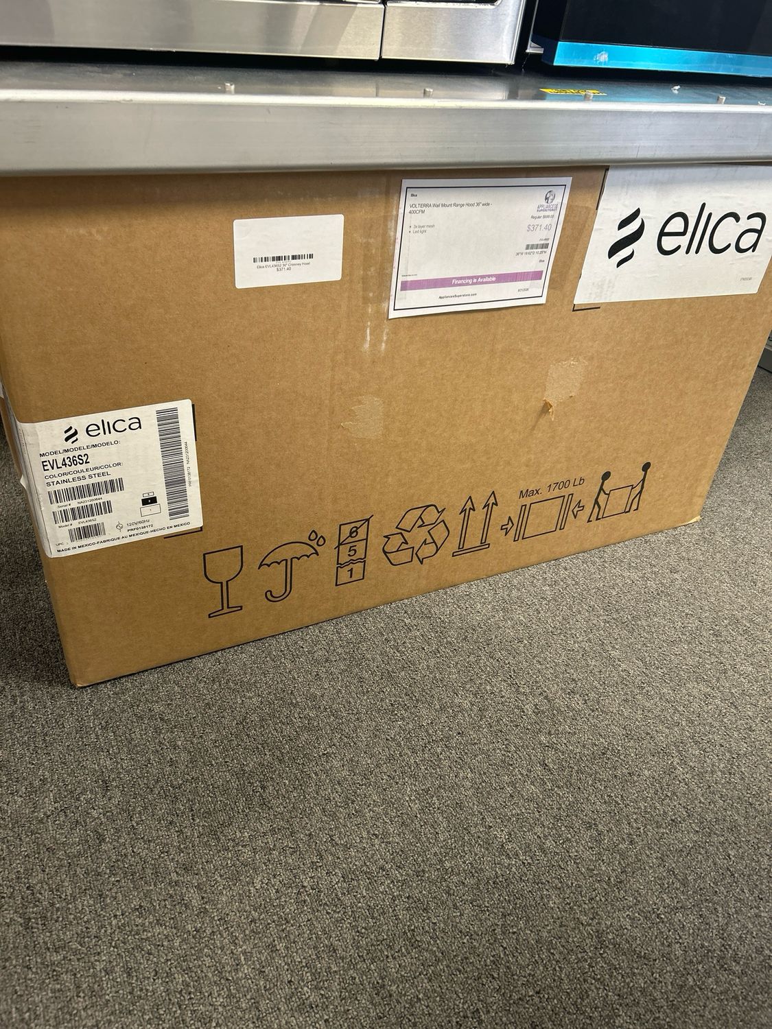 Elica EVL436S2 36" Chimney Hood