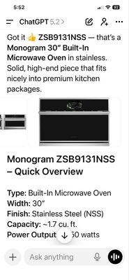 GE MONOGRAM ZSB9131NSS 30" ADVANTIUM WALL OVEN