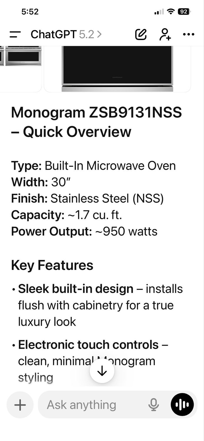 GE MONOGRAM ZSB9131NSS 30" ADVANTIUM WALL OVEN