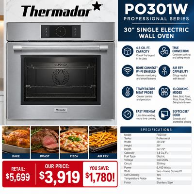 THERMADOR PO301W 30" SINGLE WALL OVEN SS