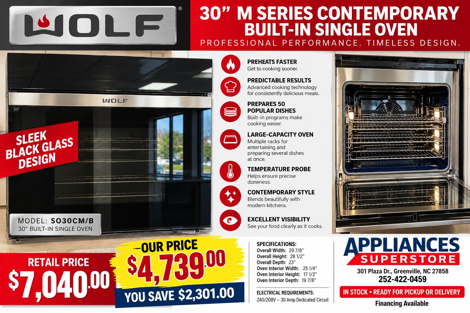 WOLF SO30CMB 30" SINGLE WALL OVEN WOLF SO30CMB 30" SINGLE WALL OVEN