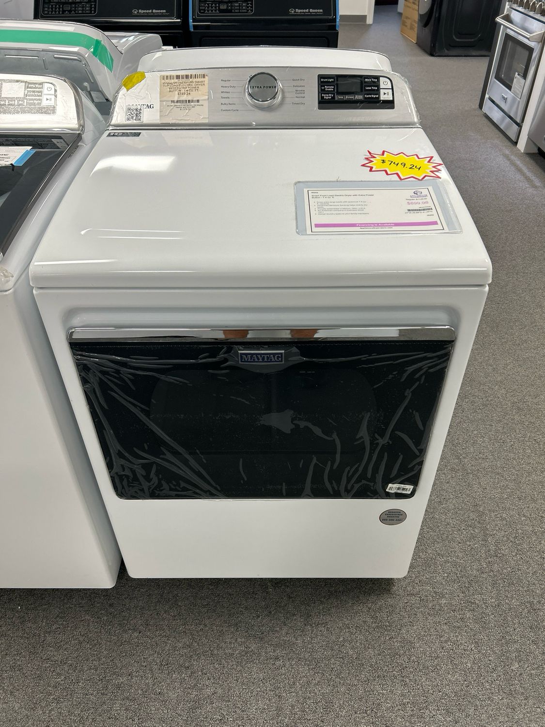 Maytag MED6230RHW SMART TOP LOAD ELECTRIC DRYER WITH EXTRA POWER BUTTON - 7.4 CU. FT.