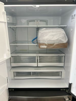 GE GYE22GYNFS 22.1CF French Door Refrigerator with External Ice and Water Dispenser, Stainless Steel