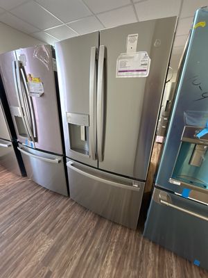 GE GYE22GYNFS 22.1CF French Door Refrigerator with External Ice and Water Dispenser, Stainless Steel